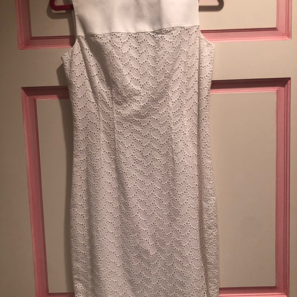 Tahari White eyelet Dress